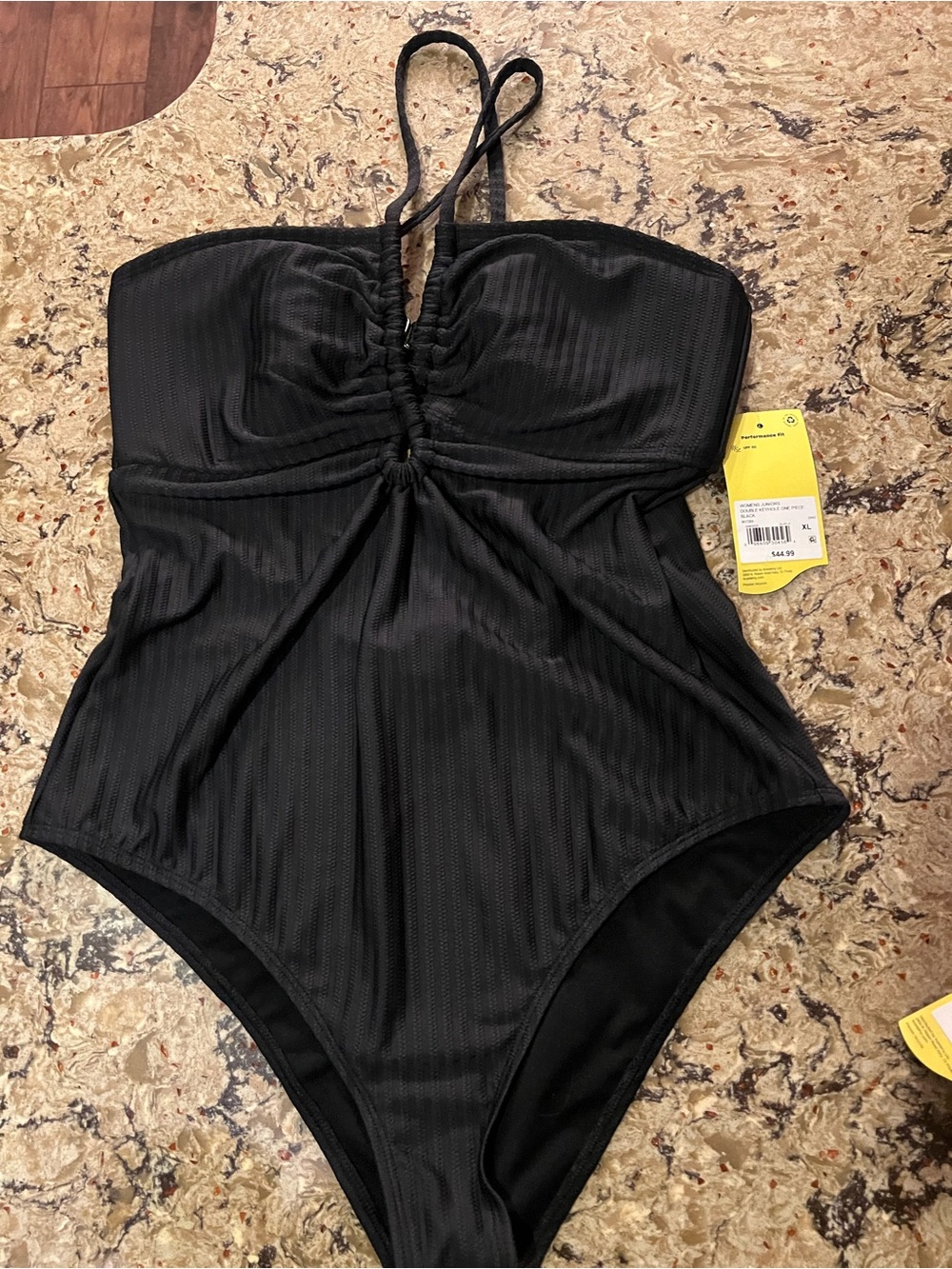 Women’s Black Ruched Front One-Piece Swimsuit